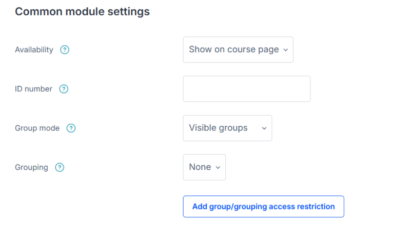 Common Activity Settings – ModernLMS Documentation